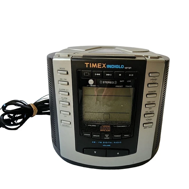 TIMEX INDIGLO T600B Stereo CD Player Alarm Clock Radio AM/FM Nature