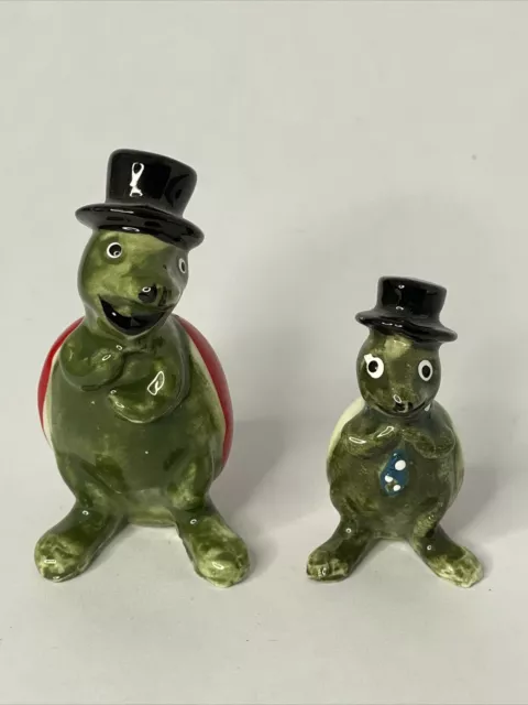 Vintage Anthropomorphic Lady Bugs with Top Hats Pair Bone China Bone China