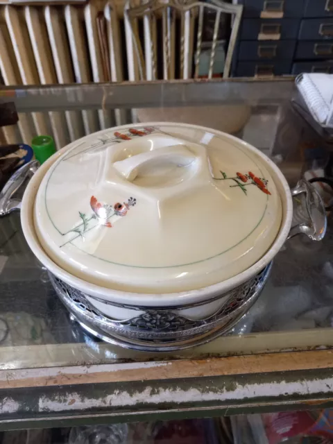 Vintage 30's Art Deco Poppy Royal Rochester Fraunfelter China Casserole