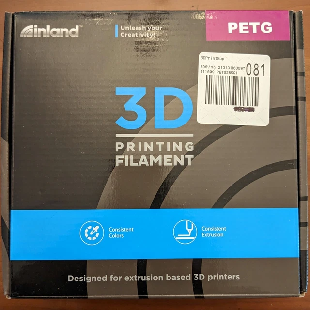 Inland 2.85mm Green PETG 3D Printer Filament - 1kg Spool (2.2 lbs)