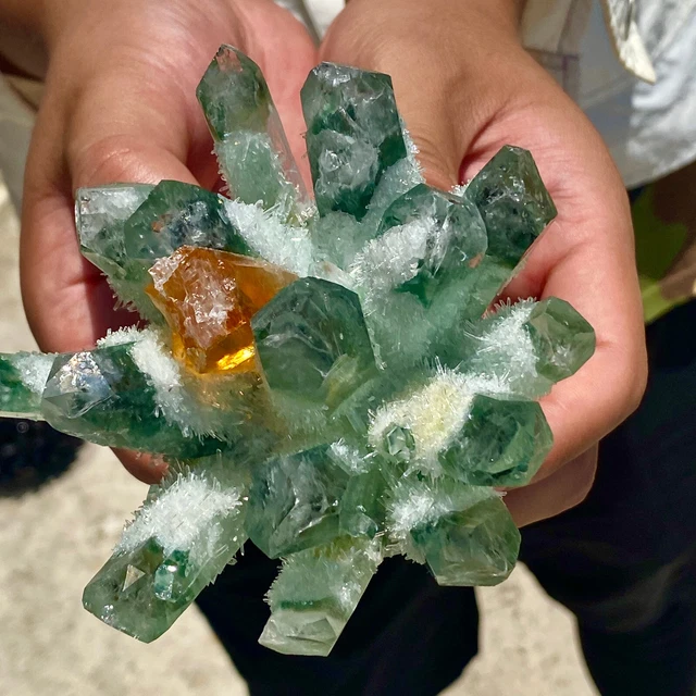 1.2LB New Find Green Phantom Quartz Crystal Cluster Mineral Specimen Healing 6