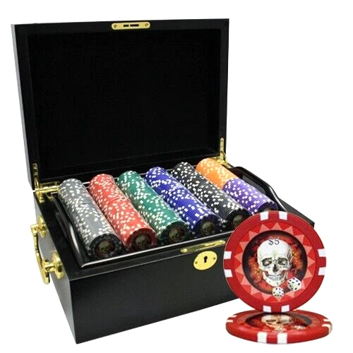 Mrc Poker 500Pcs 13.5G Skull Poker Chips Set With Mahogany Case