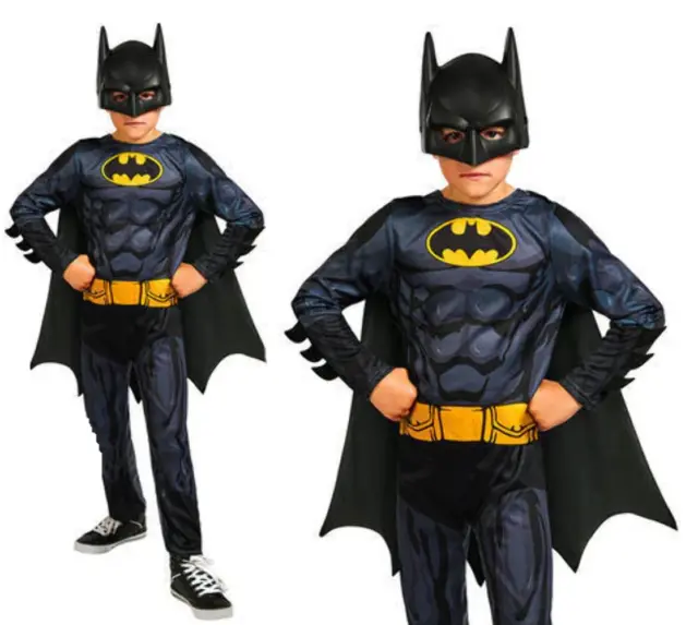 Batman Kostüm Jungen Lizenziert Superheld DC Comic Buch Verkleidung + Maske