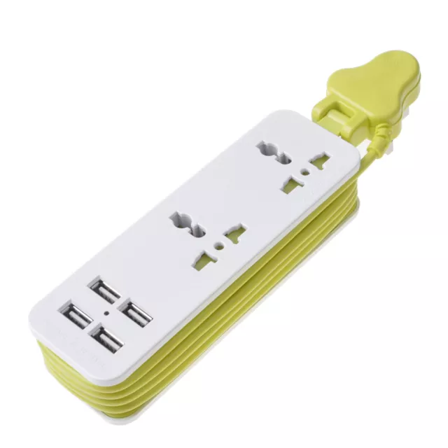 Power Strip Surge Protector 1.5m Cord W/ 2 Outlet 4 USB Port For Travel UK Plug