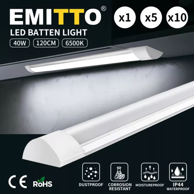 Emitto LED Slim Ceiling Batten Light Daylight 120cm Cool white 6500K 1/5/10Pcs