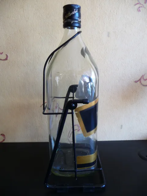 Johnnie Walker large bottle 4.5 liter Black Label swing cradle empty used rare 3