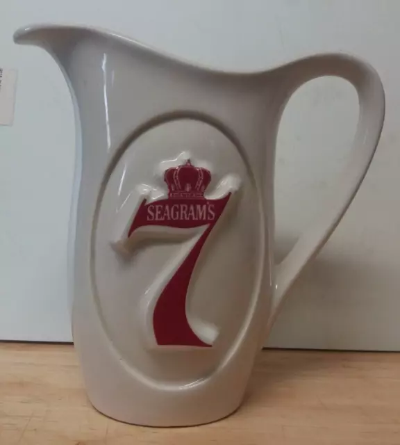 Vintage Seagram's 7 Crown Scotch Whiskey Ceramic Pitcher Barware  Very Clean