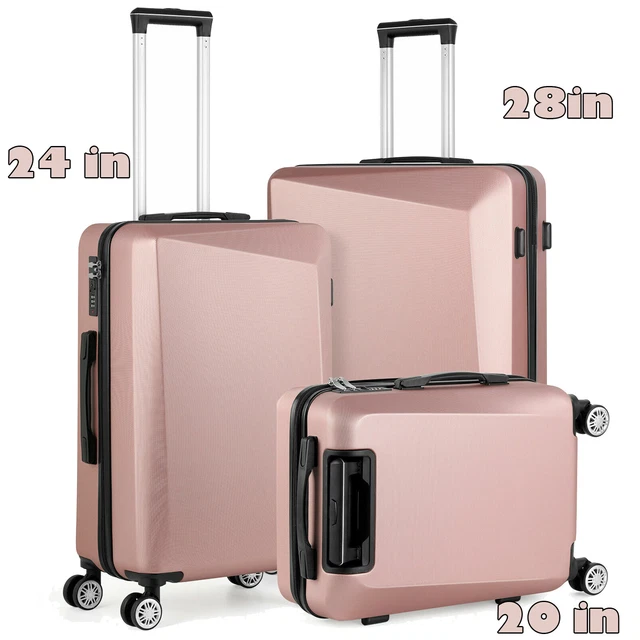 3Piece Set Luggage ABS Hardshell Suitcase w/TSA Lock Spinner Wheels Carry On Bag
