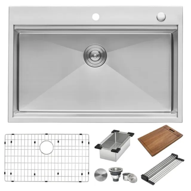 Ruvati 30 x 22 inch Workstation Topmount 16 Gauge Kitchen Sink - RVH8030 (2424)