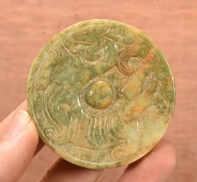 2.1'' Chinesische Hongshan Kultur Alte Jade Drache Loong Tier Amulett Anhänger