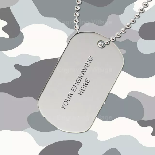 Men's Simple Army Military Alloy Engraving ID 2 Dog Tags Pendant Necklace  Chain