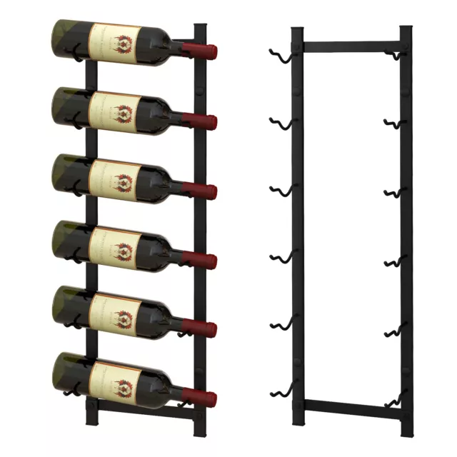 Giantex Wall Mounted Wine Rack,Hanging Wine Display Rack for 6 Bottles, Black