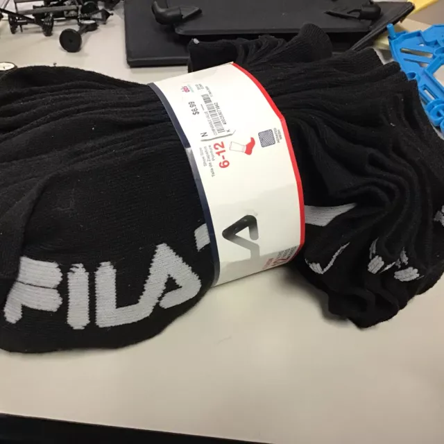 New Fila Men’s 10 Pair Athletic No Show Black Socks 6-12 Shoe Size