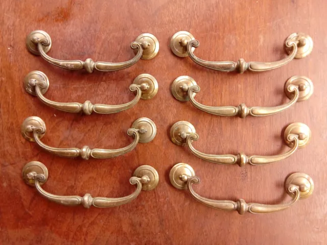 8 Vintage Brass Large Drop Bail Drawer Pulls