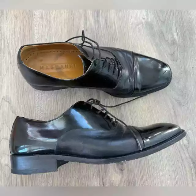 Magnanni oxford dress shoes black lace up Men’s 10.5 D loafers Patent Leather