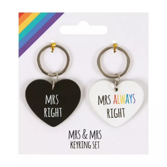 Mrs Right e Always -arcobaleno Pride a Forma di Cuore Portachiavi - Nuovo