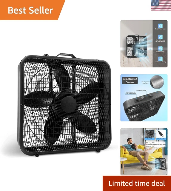 INDUSTRIAL BOX FAN with 3-Speed Control for Efficient Air Circulation ...