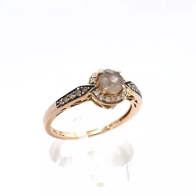 LeVian 14k Strawberry Gold Peach Morganite Vanilla Chocolate Diamond Halo Ring