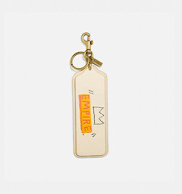COACH X Jean Michel Basquiat Empire Leather XL Key Ring Hang Tag Bag Charm 6998
