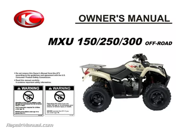 KYMCO MXU 150 250 300 OFF-ROAD ATV Owners Manual