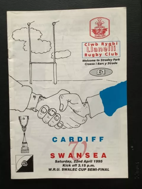 1995 CARDIFF v SWANSEA programme - SWALEC WRU Cup Semi Final