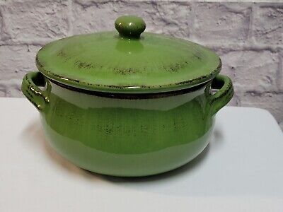 Terre D'Umbria De Silva Made in Italy Large Terracotta Pot GREEN With Lid