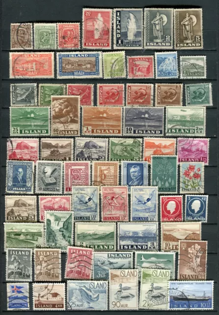 Iceland 110 Different Used Stamps 1907-1969 - FREE SHIPPING
