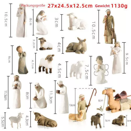 20pcs Willow Tree Nativity Figures Statue Nativity Statue Hand Painted Decor UK 3