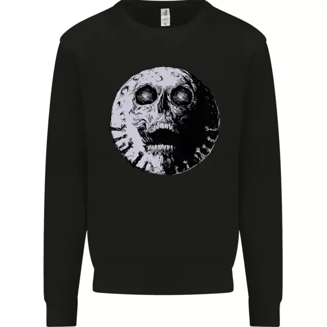 Skull Moon Gothic Halloween Zombie Biker Mens Sweatshirt Jumper
