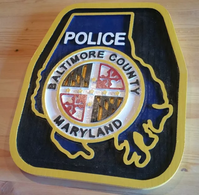 Baltimore County Police Maryland 3D Routed  wood patch plaque sign Custom carved