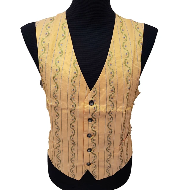Altea Milano Elegante Gilet Smanicato Panciotto Seta Fantasia Floreale Arancione