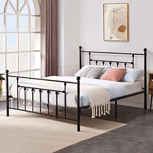 METAL PLATFORM BED Frame with Headboard and Footboard, Heavy Full Size