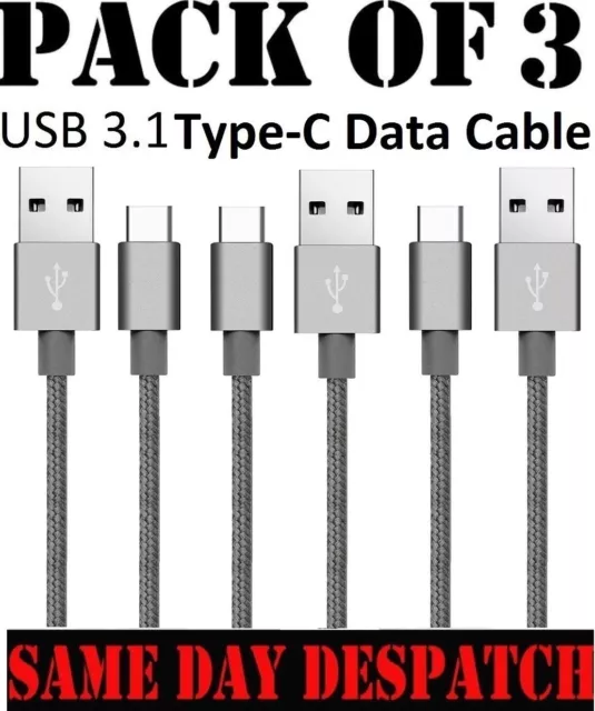 Strong Braided Nylon Fast USB C 3.0 Type C Data Sync Charger Charging Cable UK