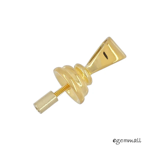 Gold Plated Sterling Silver Screw On Pendant Bail Pearl Cup Pin DIY Making 99559