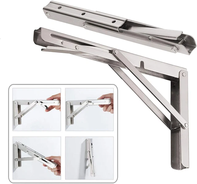 24'' Folding Shelf Brackets Max. Load 550 Lb, Heavy Duty Stainless Ste