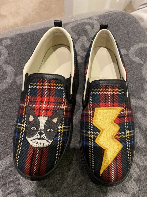 Scarpe da ginnastica gucci per bambini 32 tartan ragazze taglia 13 nuove