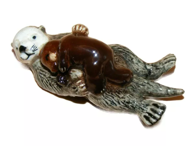 Northern Rose Miniature Porcelain Animal Figure Sea Otter & Pup R372