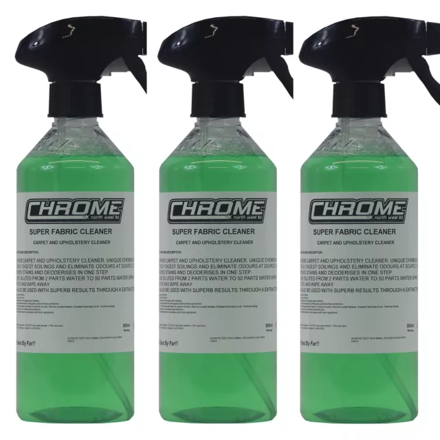 Super Fabric Cleaner Chrome (NW) 3 x 500ml Spray Cleaning Car Tractor Truck