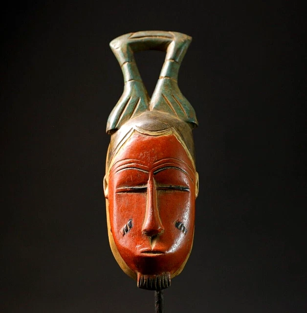 MASQUE MURAL VINTAGE africain en bois sculpté à la main Dan masque d