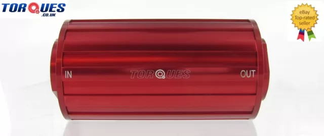 AN -8 (AN8 JIC -8 ORB-8) Red Anodised High Flow Billet Fuel Filter 30 Micron