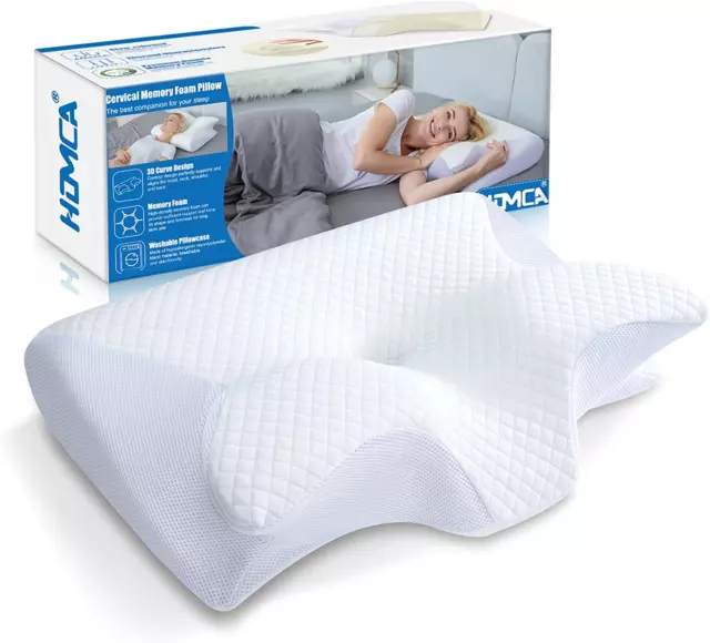 HOMCA Memory Foam Cervical Pillow 2 in 1 Ergonomic Contour Orthopedic Pillow fo