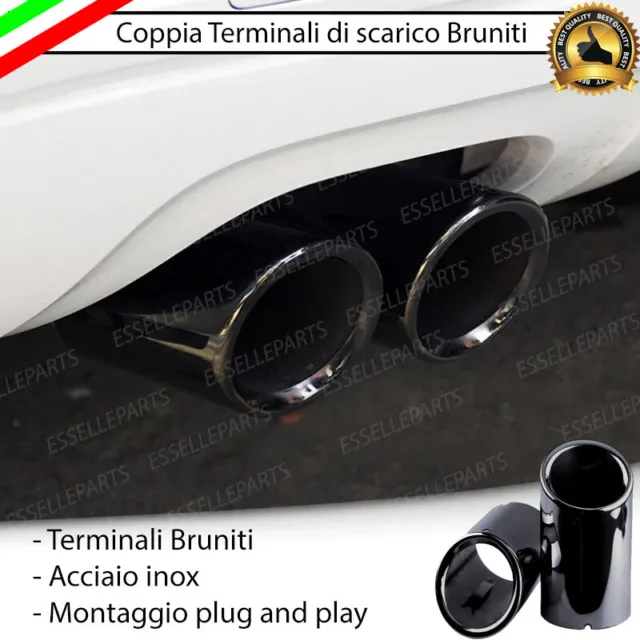 Coppia Terminale Scarico Doppio Nero Brunito Lucido Acciaio Inox Vw Touran 5T