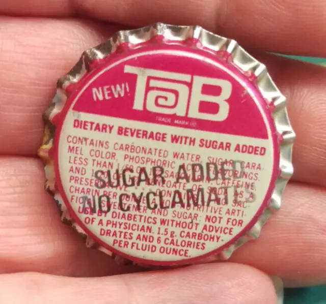 Vintage 1970s Soda Pop Bottle Cap New Tab from Coca Cola Bottling Co Sugar Added