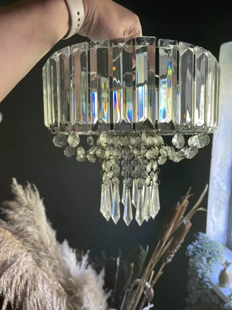 Sparkling vintage style Chandelier Faux Crystal Light shade Easy Fitting.
