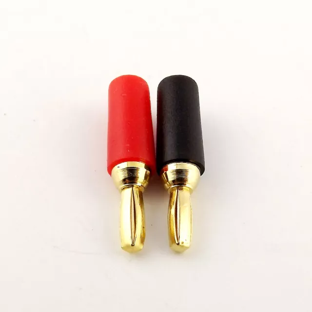 4x Copper Gold 3mm Banana Male Plug for Binding Post Probes Instrument Black+Red