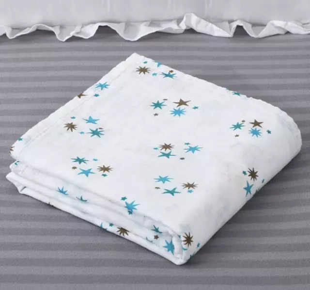 Blue Star 120cm Muslin Organic Cotton Blanket Newborn Summer Swaddle Baby Soft