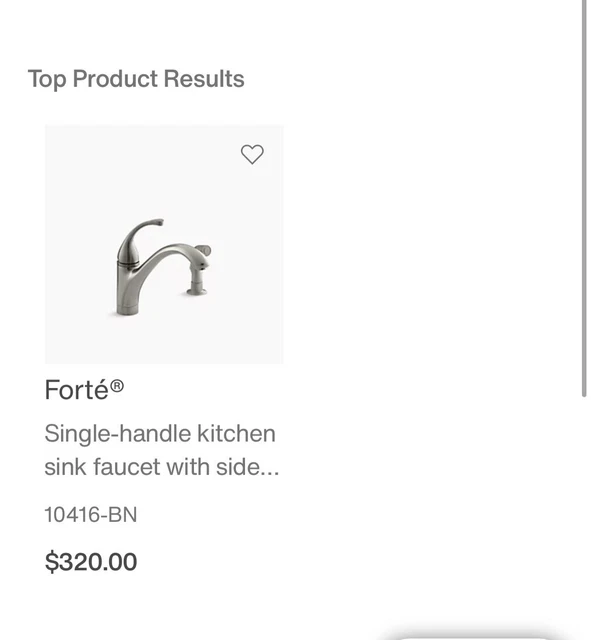 Kohler K-10416-BN Forte Standard Kitchen Faucet w Side Sprayer Brushed Nickel