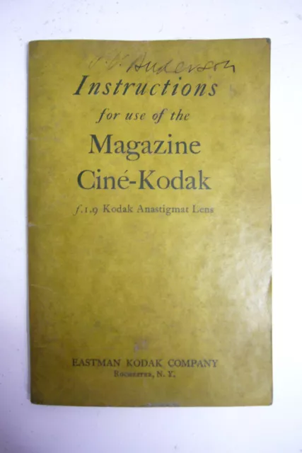 Vintage Kodak Instructions for the use of the Magazine Cine-Kodak