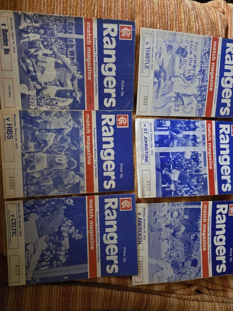 6 X RANGERS Home Programmes From Season 1972-73 L11 Some Writing £6.49 ...