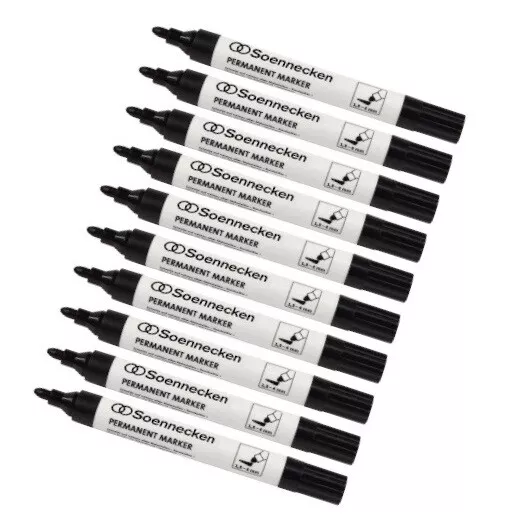 10 x Soennecken Permanent Marker Filzstift 3107 Rundspitze 4 mm schwarz